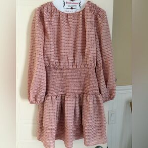 NSR Pink Long Sleeve Bishop Sundress